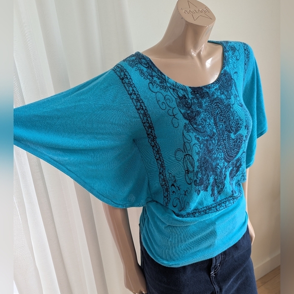 Studio M Blue Dolman Sleeve Boxy Blouse - Picture 3 of 8